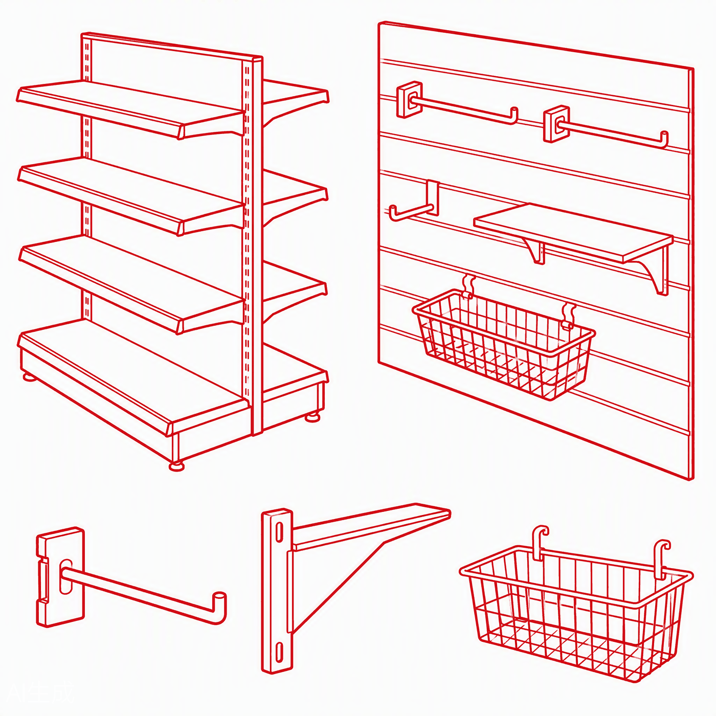 Display Rack &amp; Parts line illustration